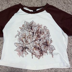 abstract floral faces t-shirt